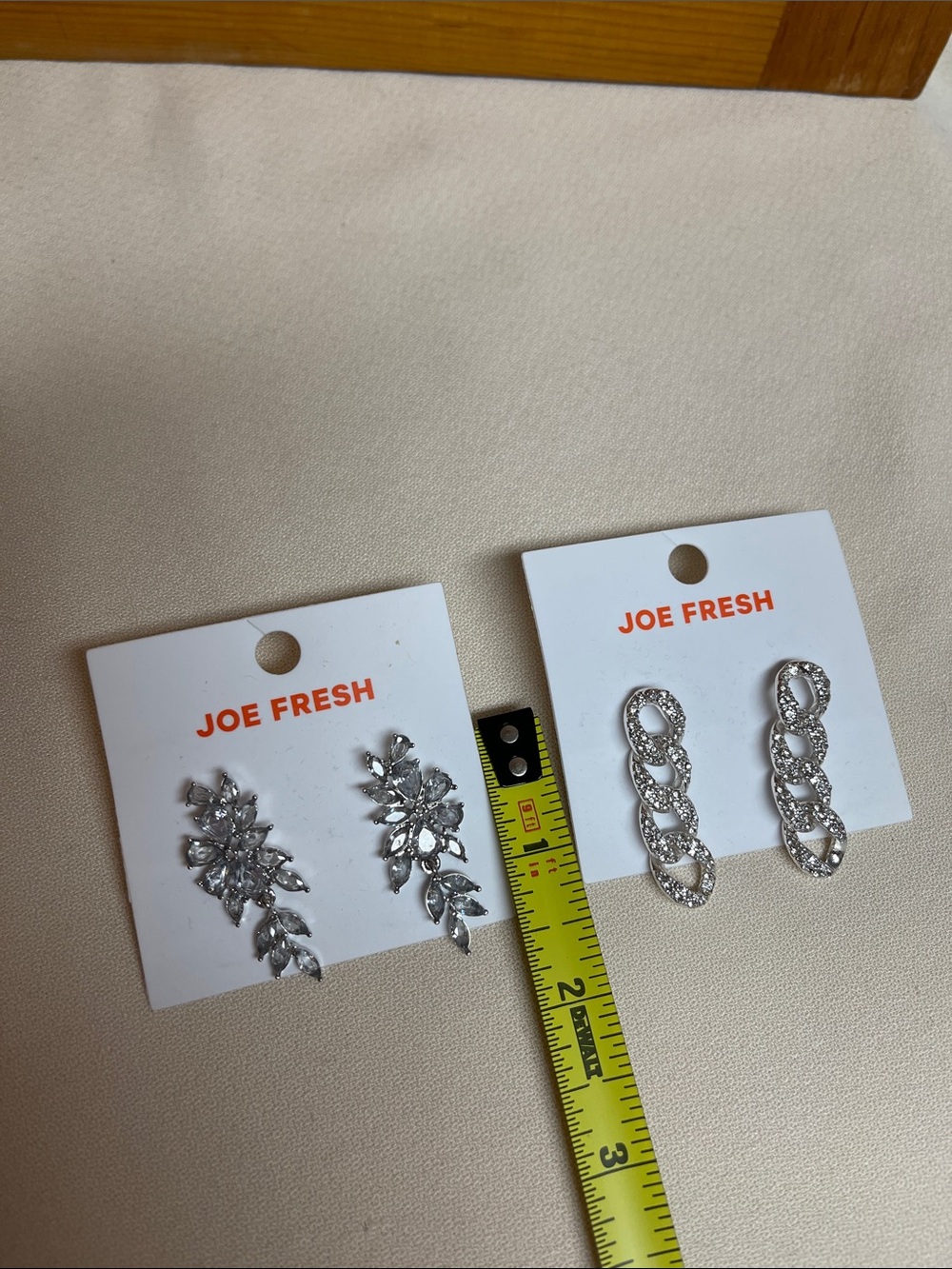Joe Fresh Silver Rhinestone Drop & Chain-Link Earring Duo - Picture 5 of 6